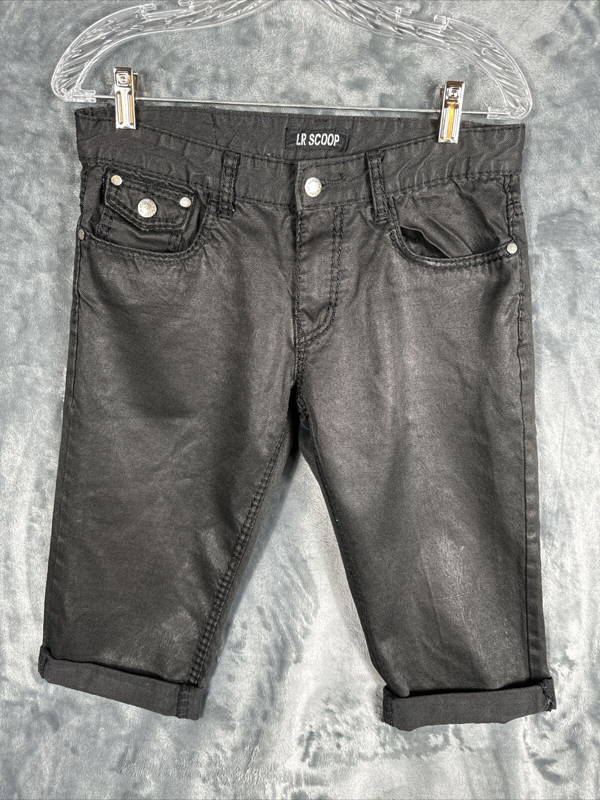 LR Scoop Modern Fit Men's Shorts Black Size 34 Flat Front 100% Cotton