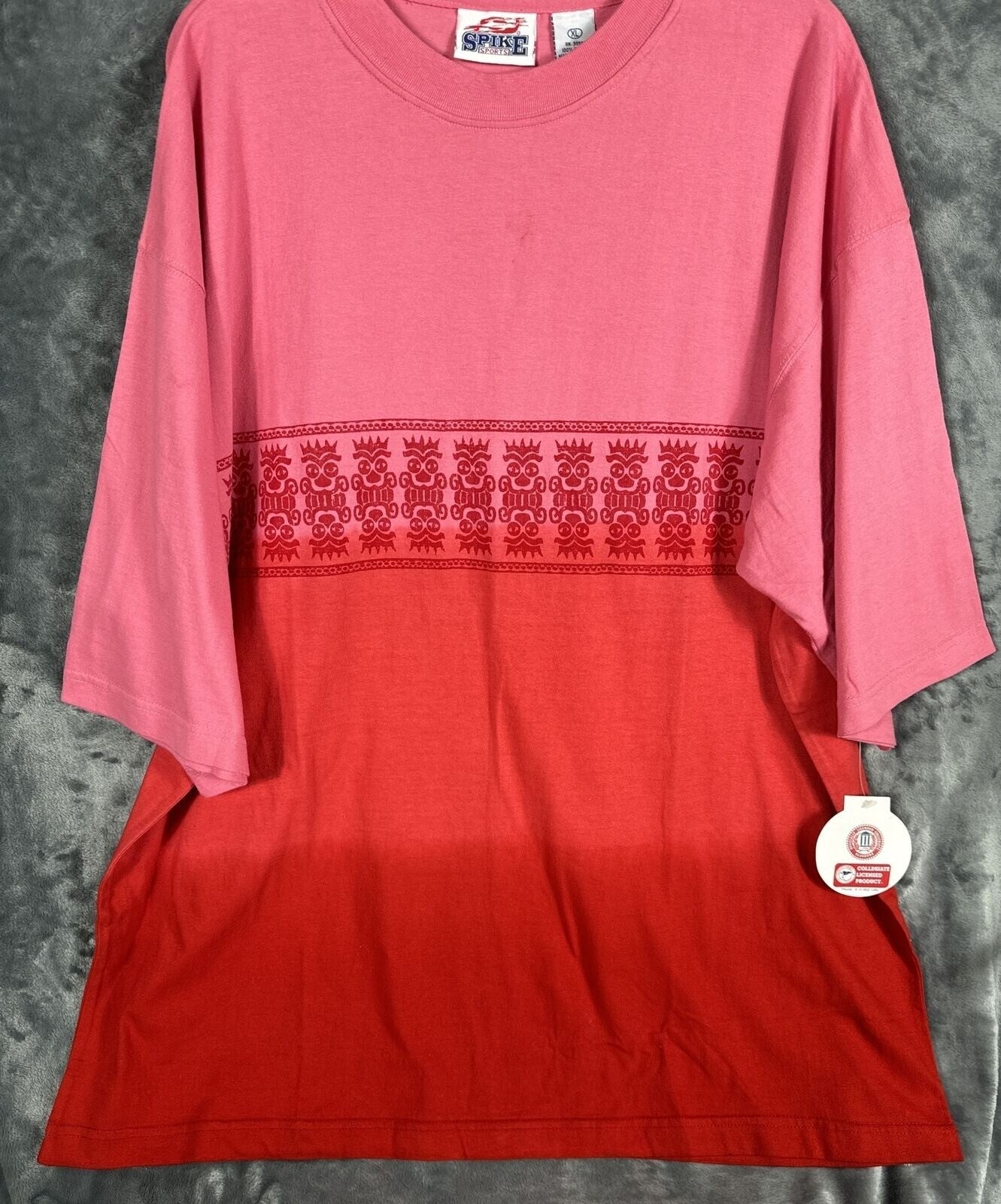 Spike Sports XL Pink & Red Ombré T-Shirt With Tribal Print Design Unisex