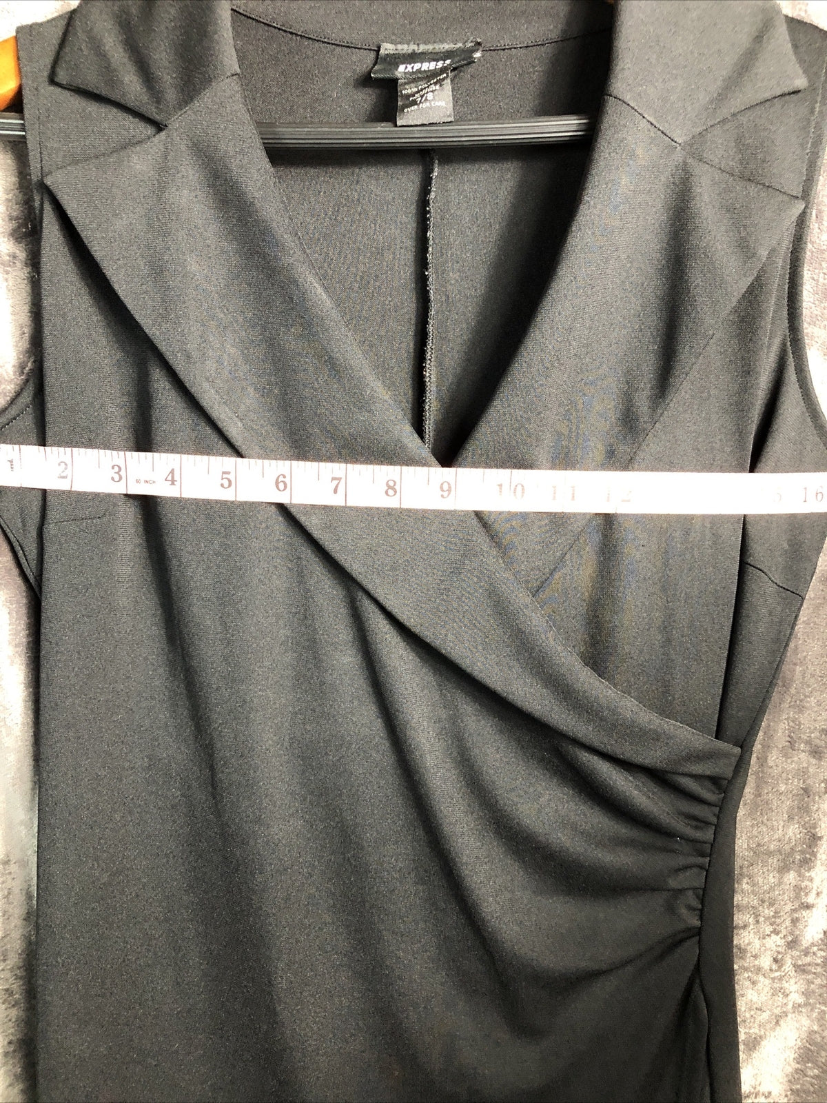 Express Women’s Dress  Black V Neck 7/8