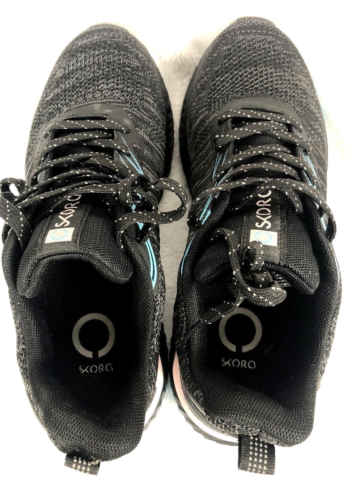 Skora Womens Shoes Athletic Running Shoes Black & Blue Lace-Up Sneakers