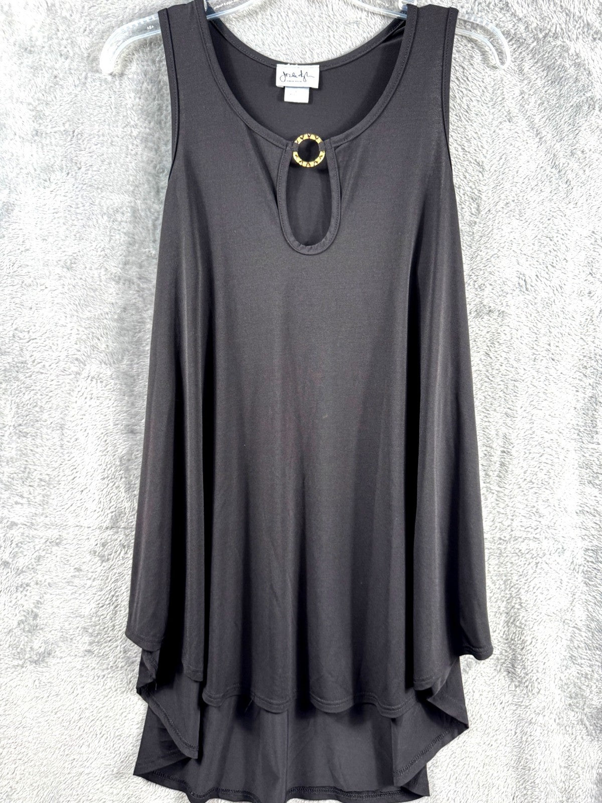 Jordan Taylor Womans Sleeveless Charcoal Gray Tunic With Gold Ring Accent  M