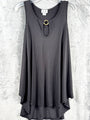 Jordan Taylor Womans Sleeveless Charcoal Gray Tunic With Gold Ring Accent  M