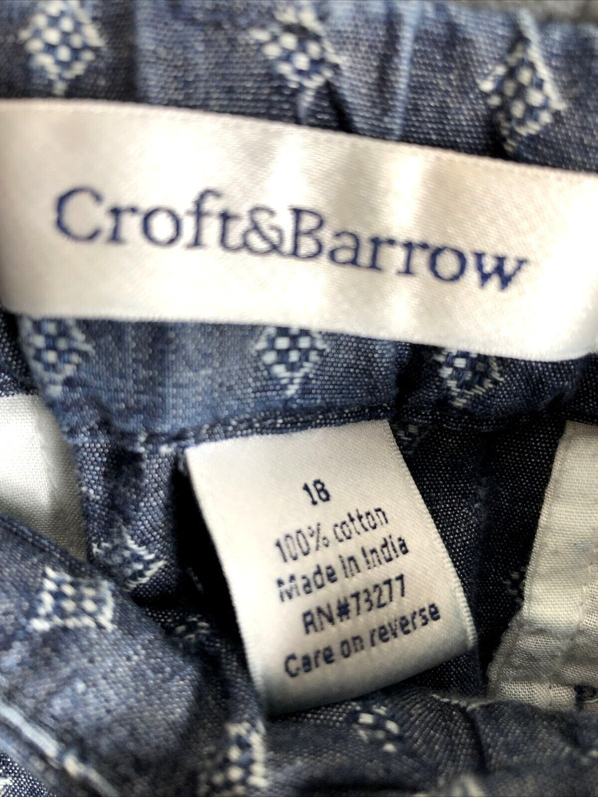 Croft & Barrow Womens Size 18 Blue Patterned Cotton Shorts