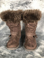 Girls Boots Brown Piper Bling Boots Faux Fur Tops Size 7