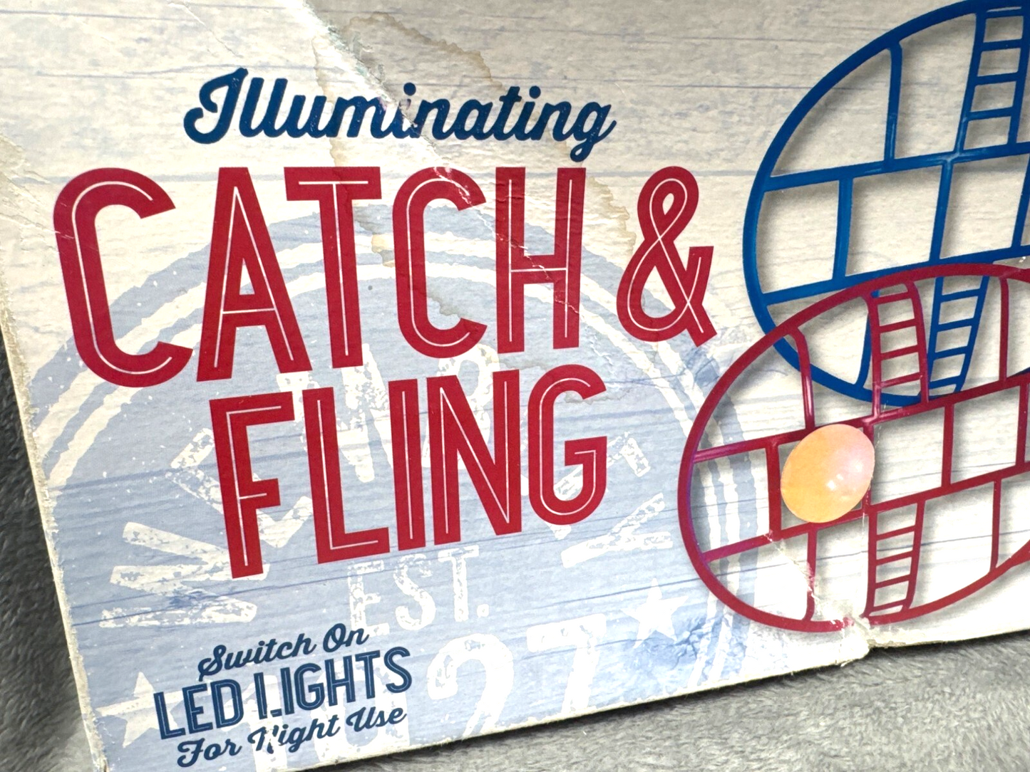 Catch & Fling Set Illuminated With Light-Up Scoops & 2" Plastic Ball For Outdoor