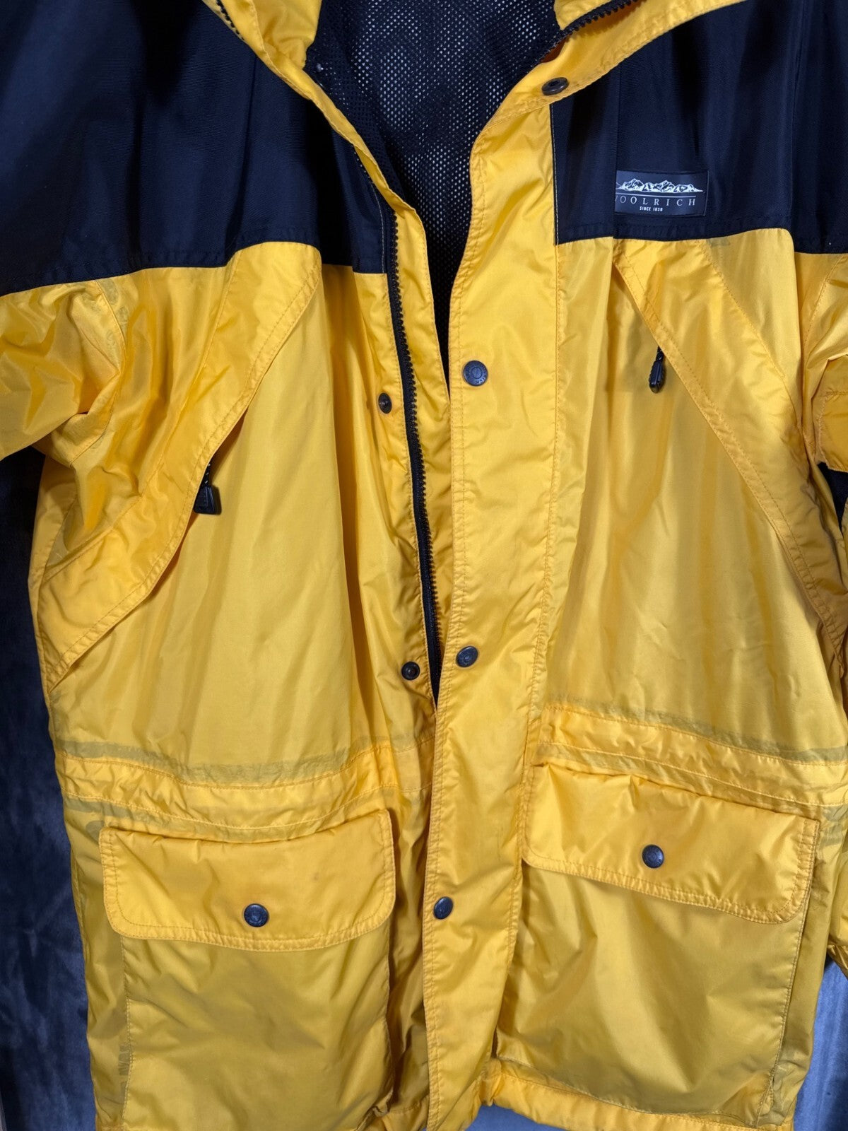 Woolrich Work Coat Men's Rugged Outdoor Jacket Yellow & Black Large