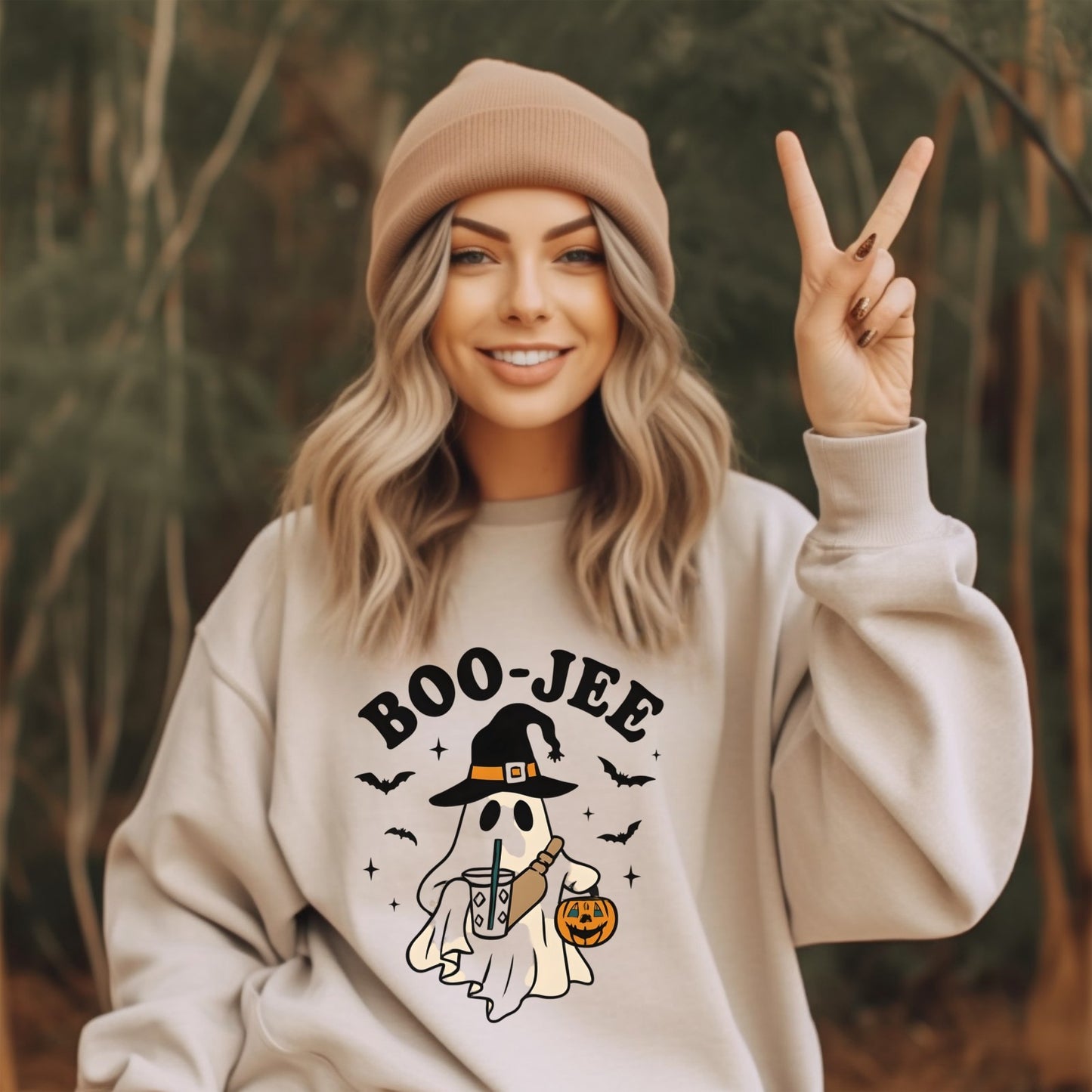 Boo Jee Womens Sweatshirt  Cute Halloween Pullover, Cozy Fall Graphic Top