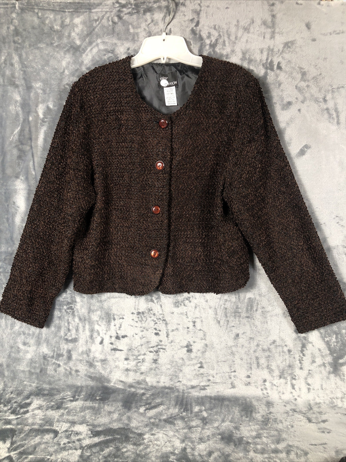 First Options Women’s Jacket Brown Button Up Adult Size Medium