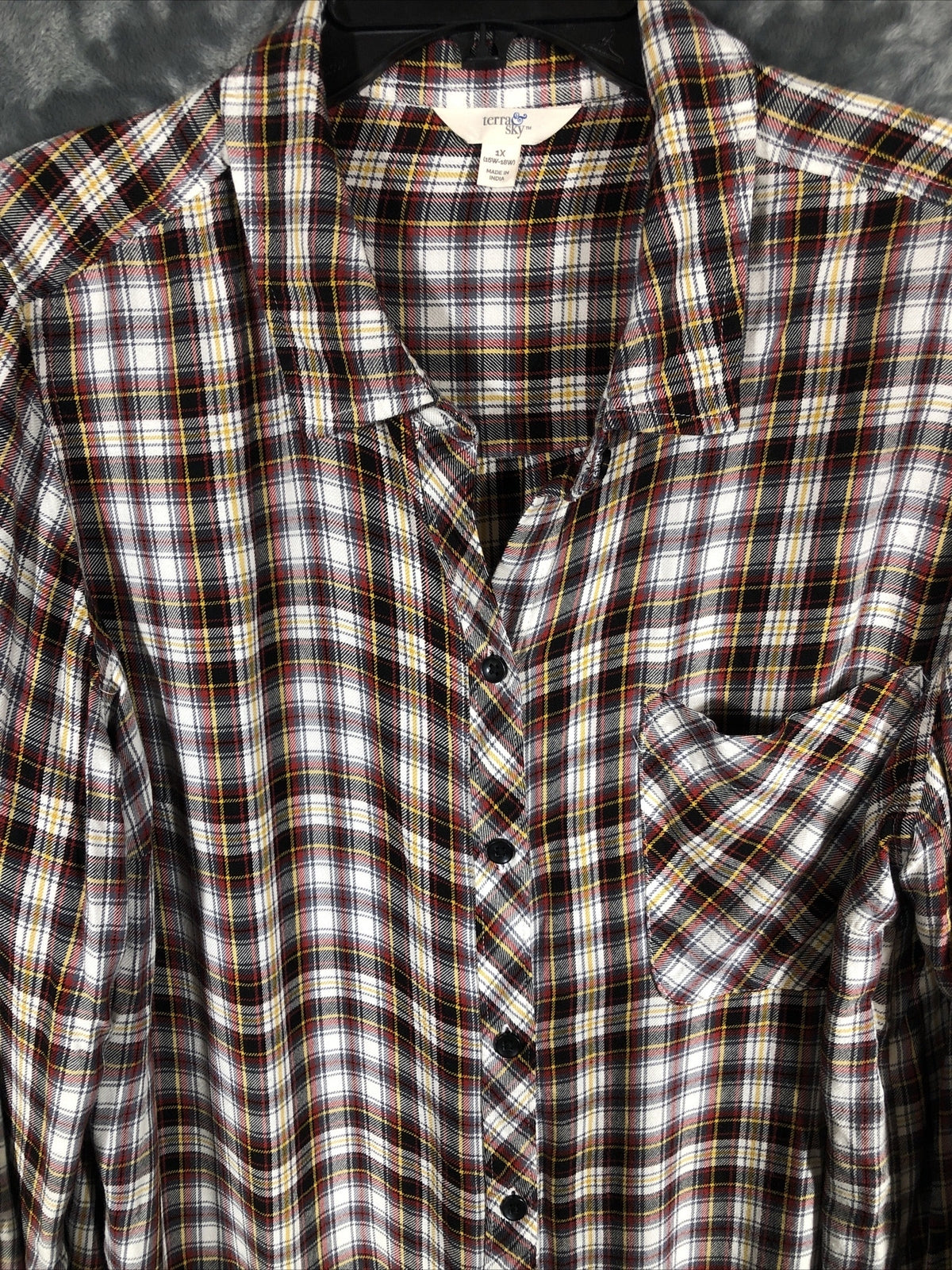 Terra Sky Woman’s Shirt  Button Down Long Sleeve Adult Size 1X
