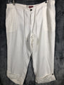 Merona Pants Woman’s Lounge Ivory Linen Pants Pockets Roll Tab Cuff Elastic XL