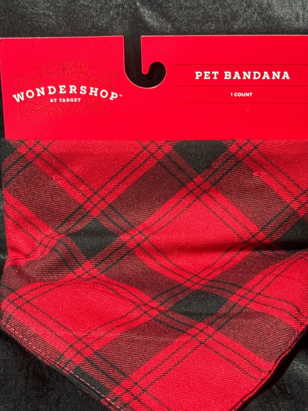 Wondershop Red & Black Plaid Pet Bandana For Pets Only Recycled Polyester Made I