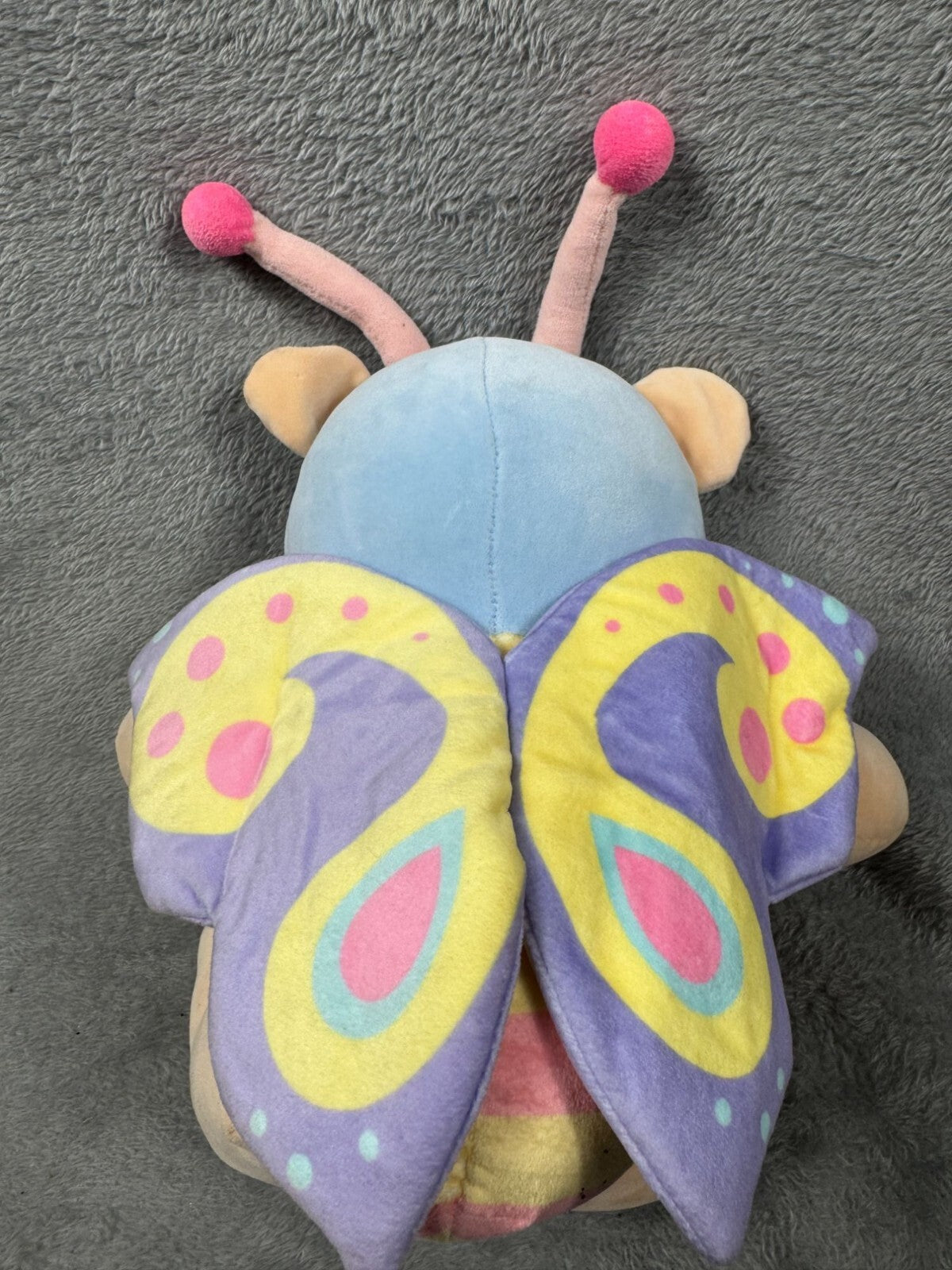Plush Butterfly Bear With Wings & Antennae Striped Pink & Yellow Outfit Soft & C