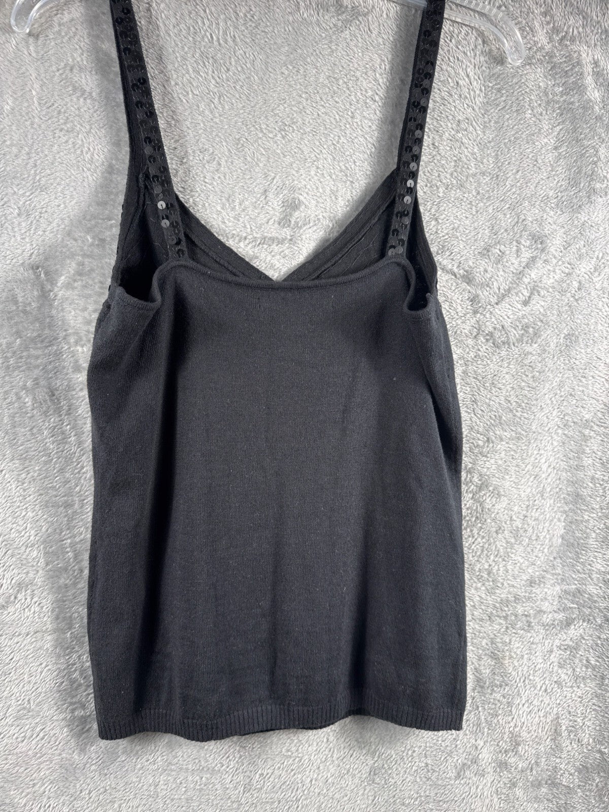 Old Navy Black Sequin Embellished Knit Tank Top Womens M