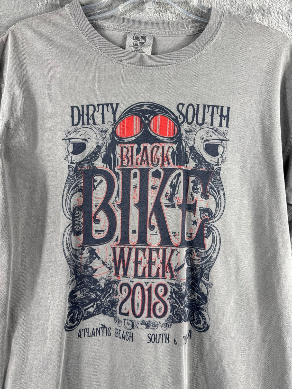 Biker T Shirt Dirty South Black Bike Week 2018 Myrtle Beach Shirt Gray T-Shirt M