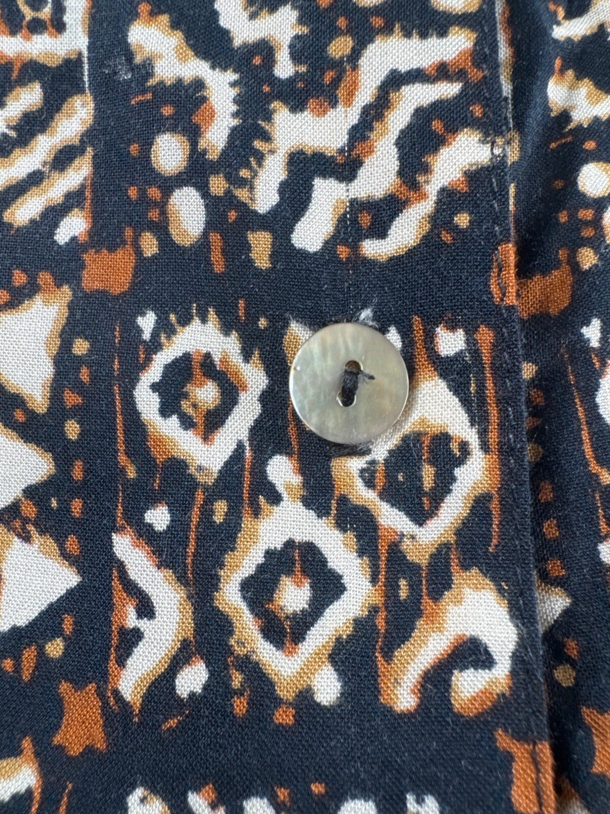 Notations Womens Geometric Print Button-Down Blouse Size XL Black/Brown/White