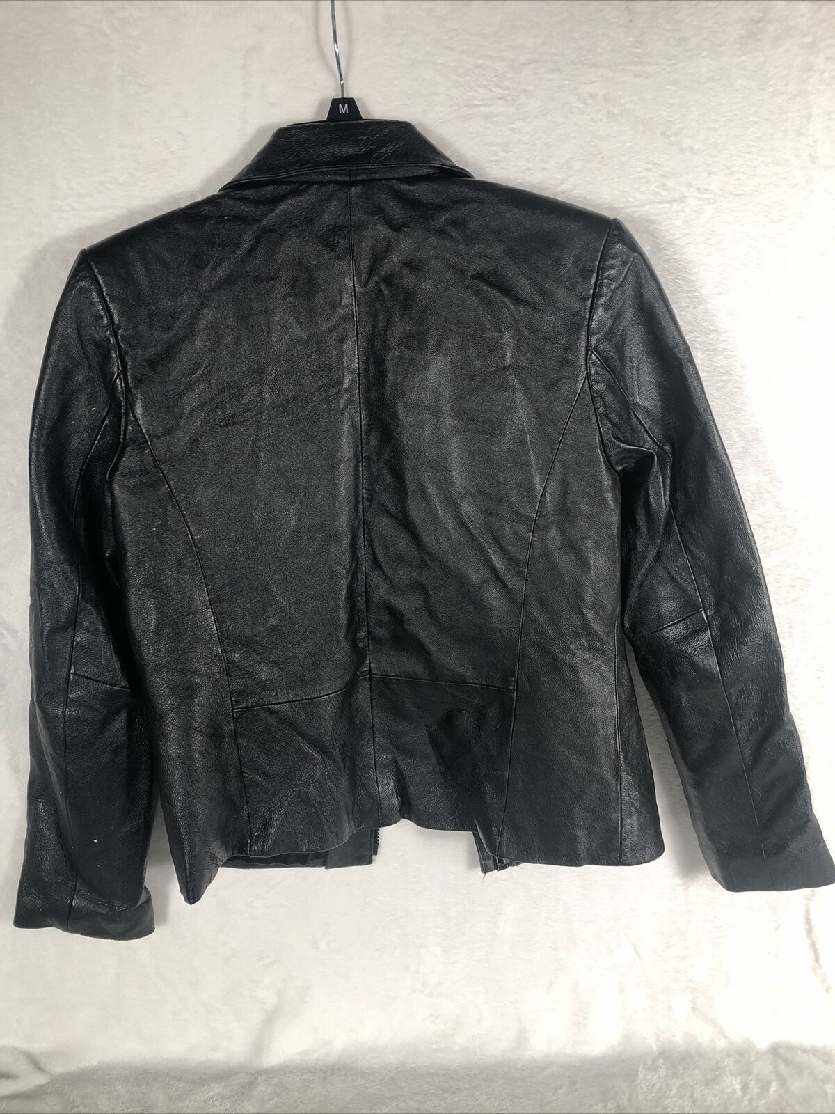 Vintage Clio Petites Black Leather Jacket Size 4 Women’s 100% Leather Moto Style