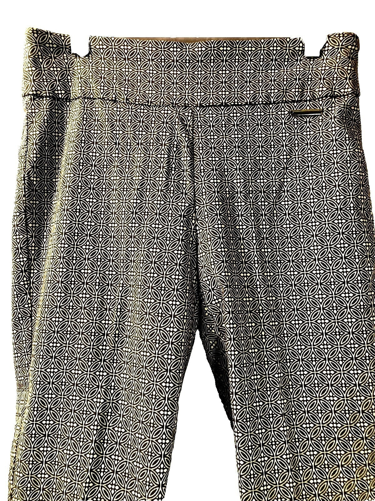 Roz & Ali Womens Geometric Patterned Pants Size 4 Polyester/Spandex