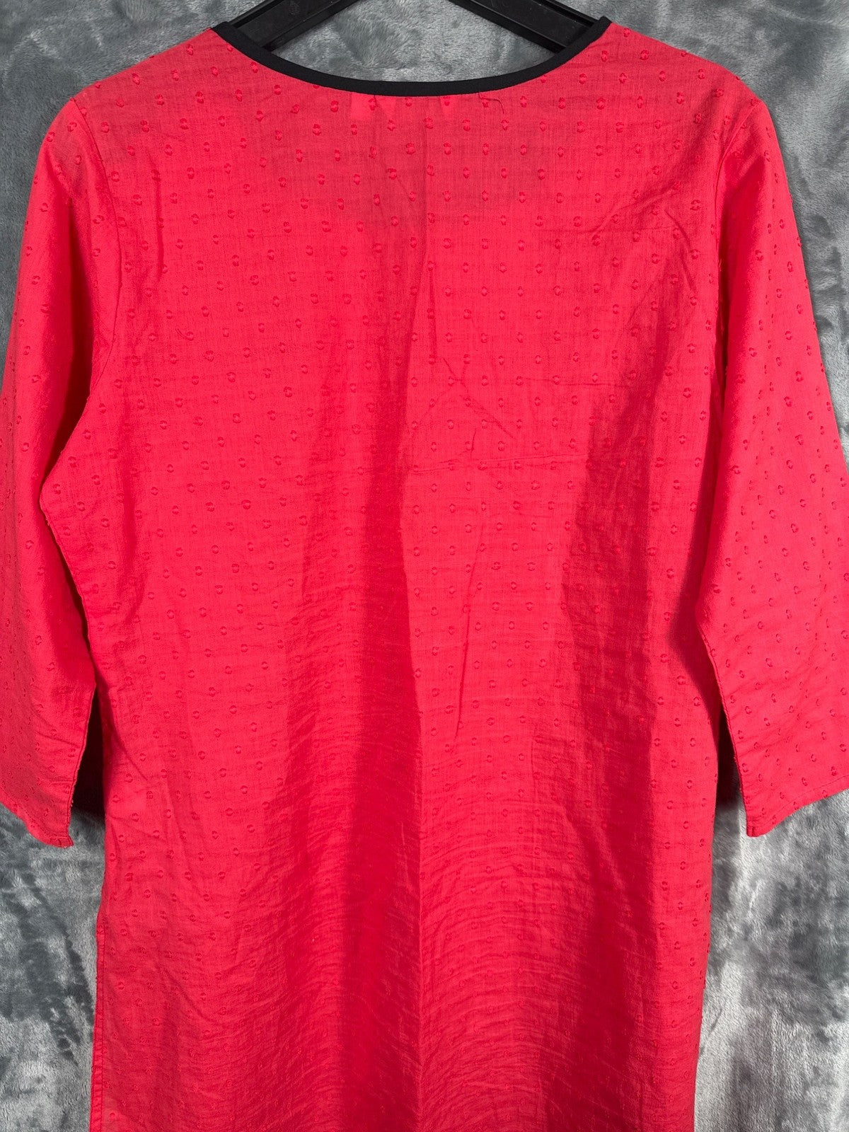 Max Red Dotted Tunic Top With Black Trim & Button Placket XL