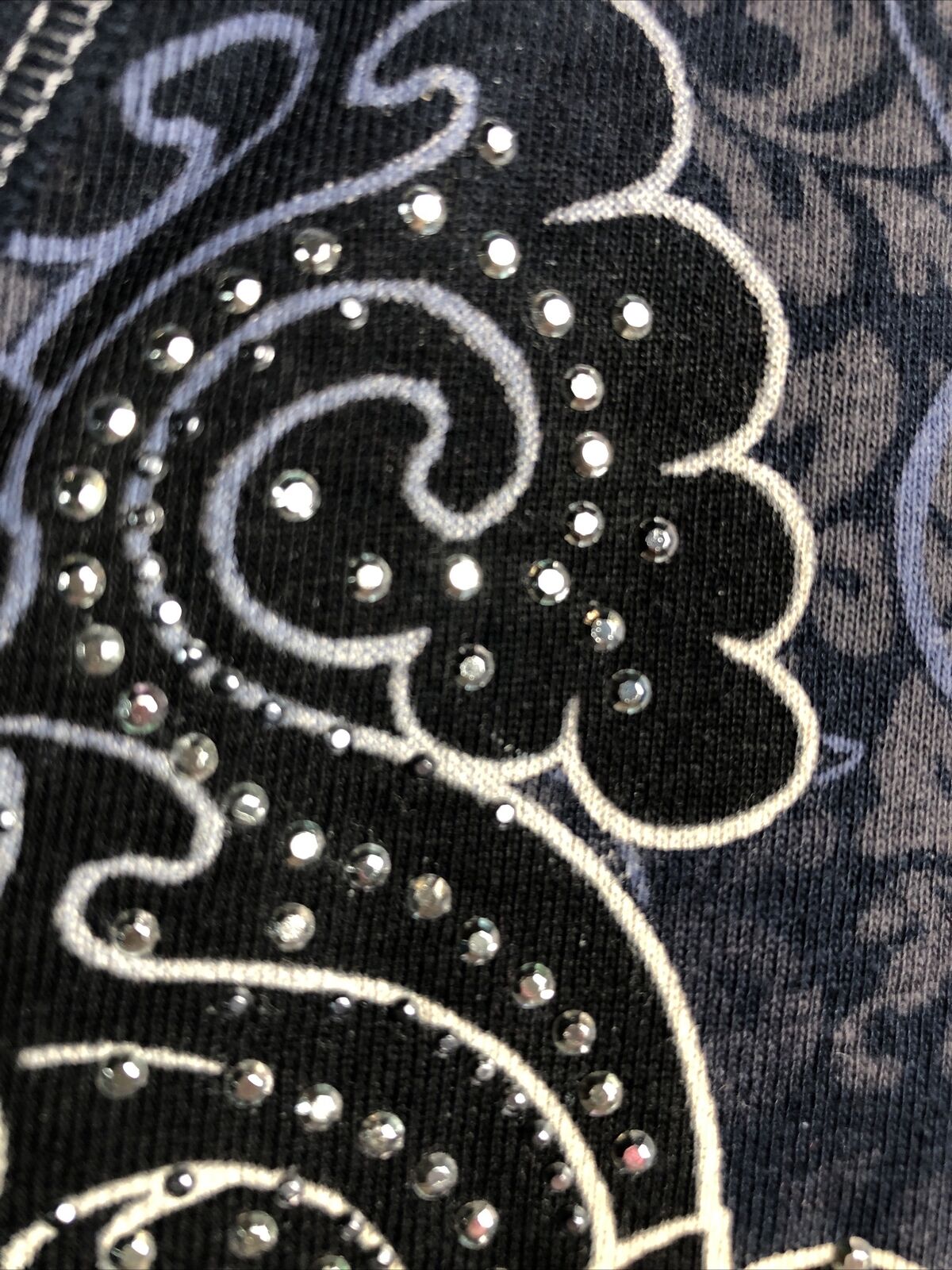 Dress Barn Navy Blue Floral Sparkle Button V Neck Women’s Size X-Large