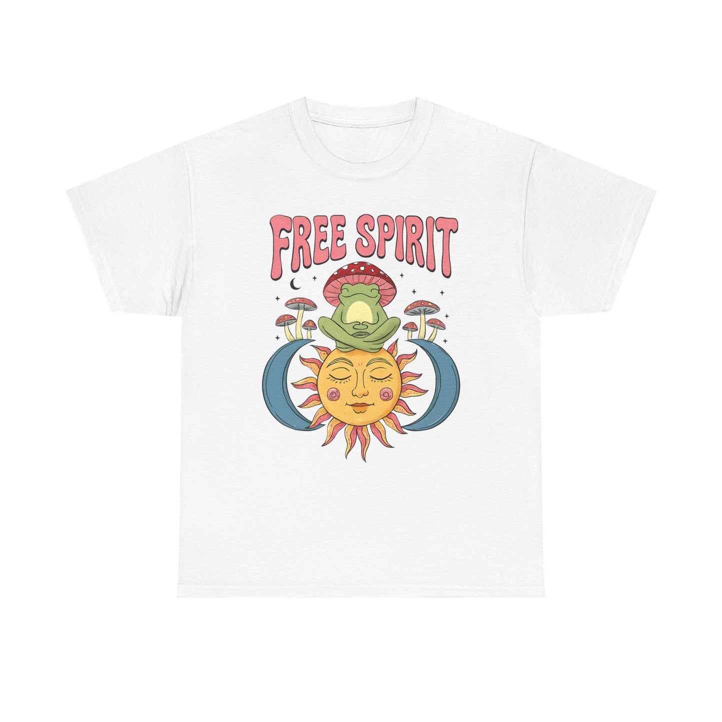 Womans T Shirt Retro Frog Mushroom Sun Groovy Free Spirit Hippie Tee 70's Shirt