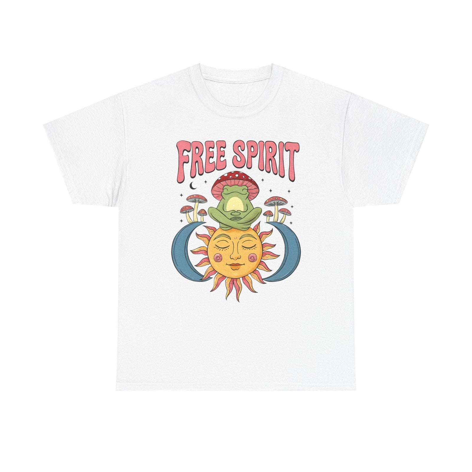 Womans T Shirt Retro Frog Mushroom Sun Groovy Free Spirit Hippie Tee 70's Shirt