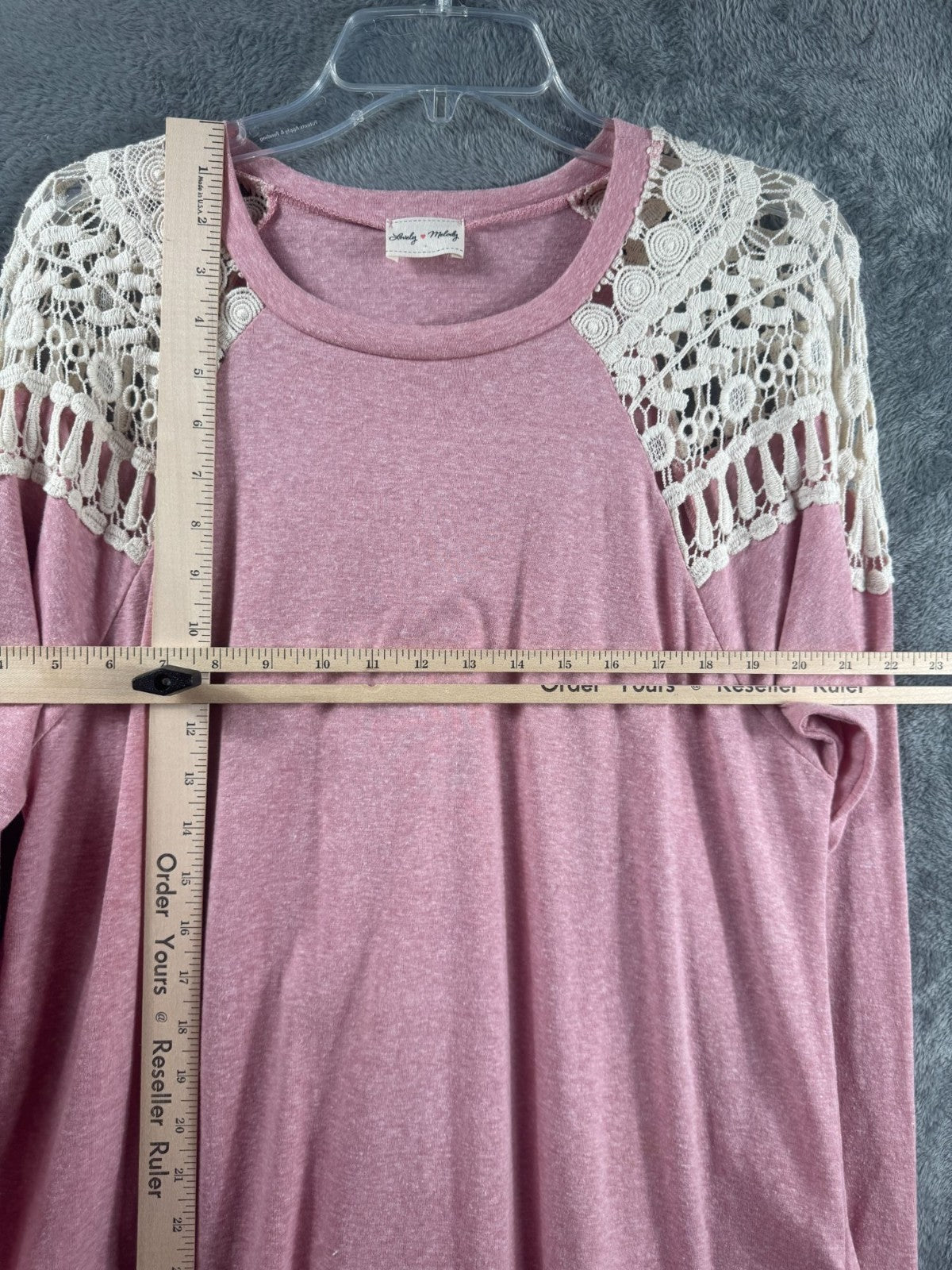 Lovely Melody Womens Long Sleeve Pink Top With Lace Details