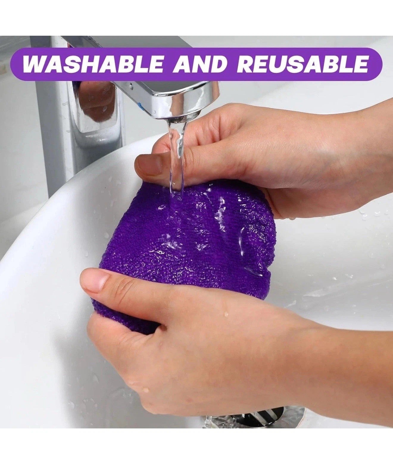 Windshield Cleaning Tool With Extendable Handle & Reusable Microfiber Pads