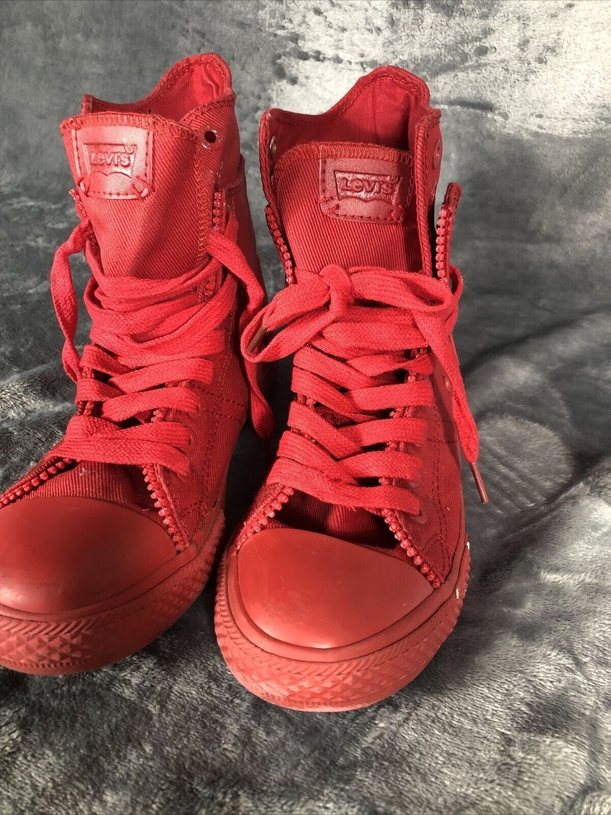 Levis Red High-Top Sneakers With Laces & Zippers Size 9