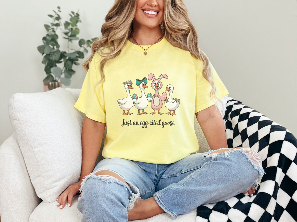 Funny Goose Shirt, Easter Gift Tee, Cartoon Goose Top, Women's Yellow Tee, Cute Goose Design, Spring Graphic Shirt, Goose Lover Gift