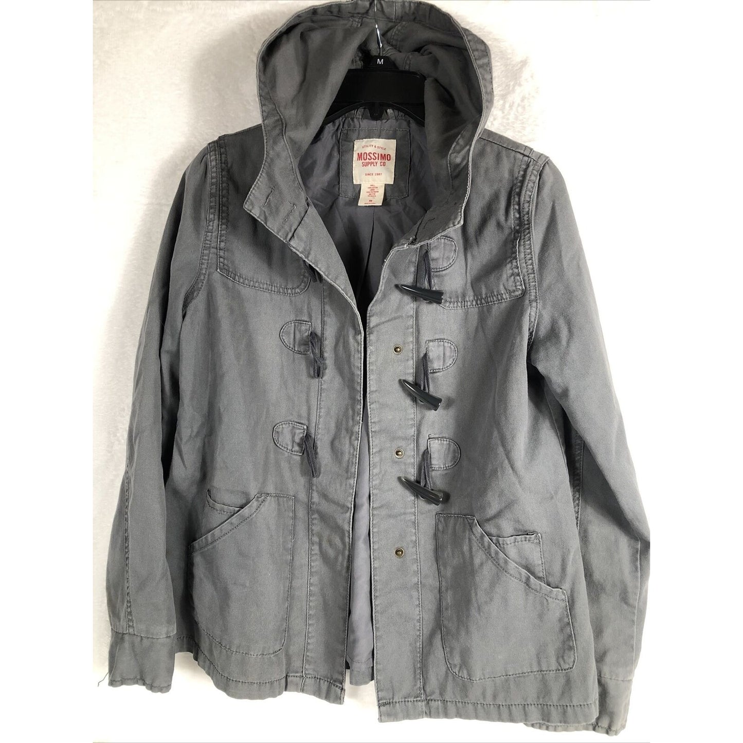 Mossimo Supply Company Women’s Adult Medium Jacket Grey Hooded Coat Utility Style