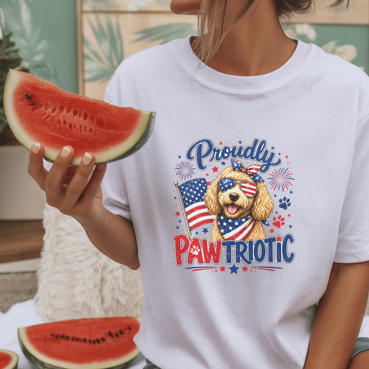 Proudly Pawtriotic Dog T-Shirt, Pet Lover Gift, Patriotic Dog Shirt, USA Flag Dog Tee, Funny Dog Graphic Shirt