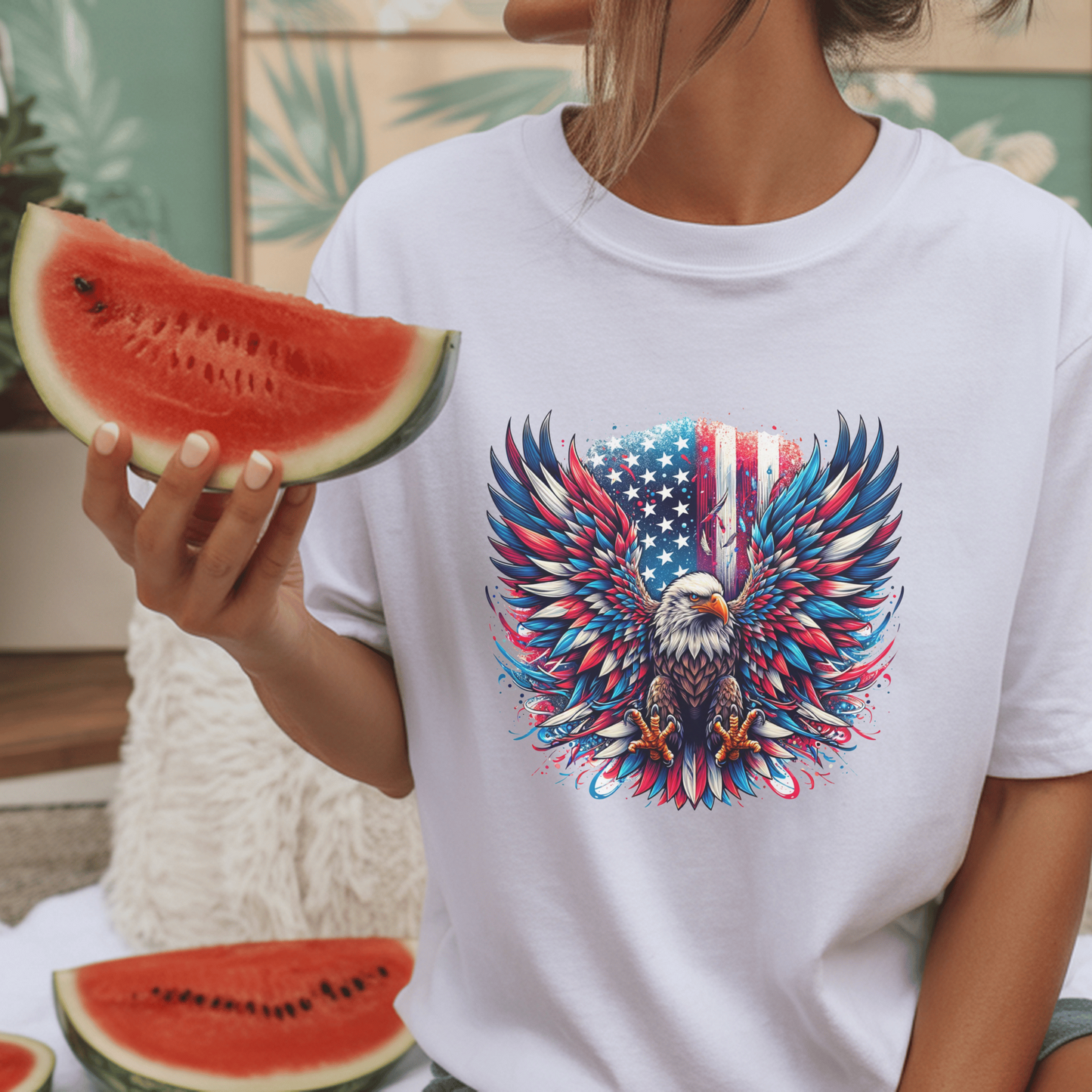 Patriotic Eagle T-Shirt, American Flag Graphic Tee, 4th of July Shirt, USA Pride Apparel, Bald Eagle Design, Men's Women's Clothing