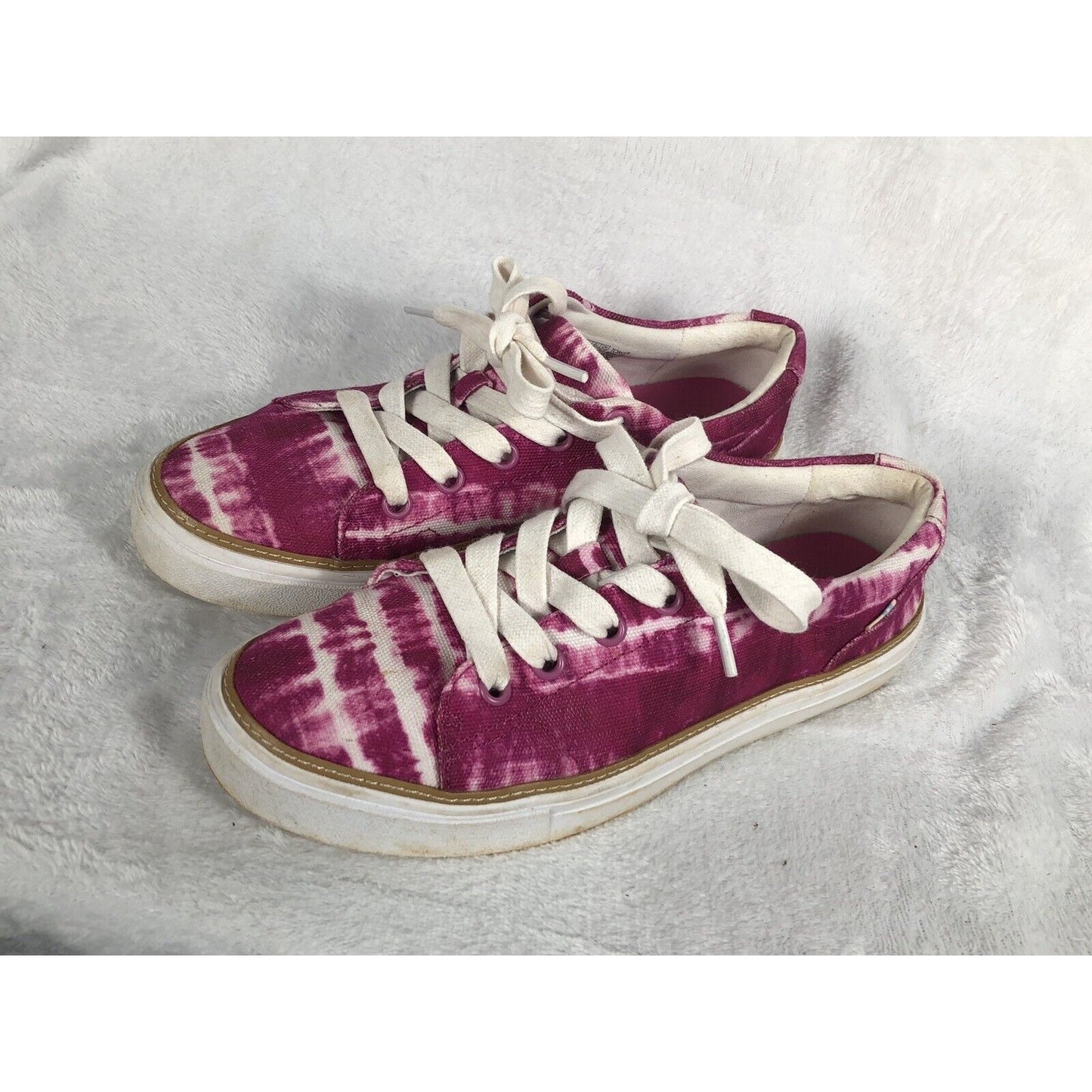 TOMS Shoes Womens 9.5 Pink White Tie Dye Sneakers Casual Canvas Alex