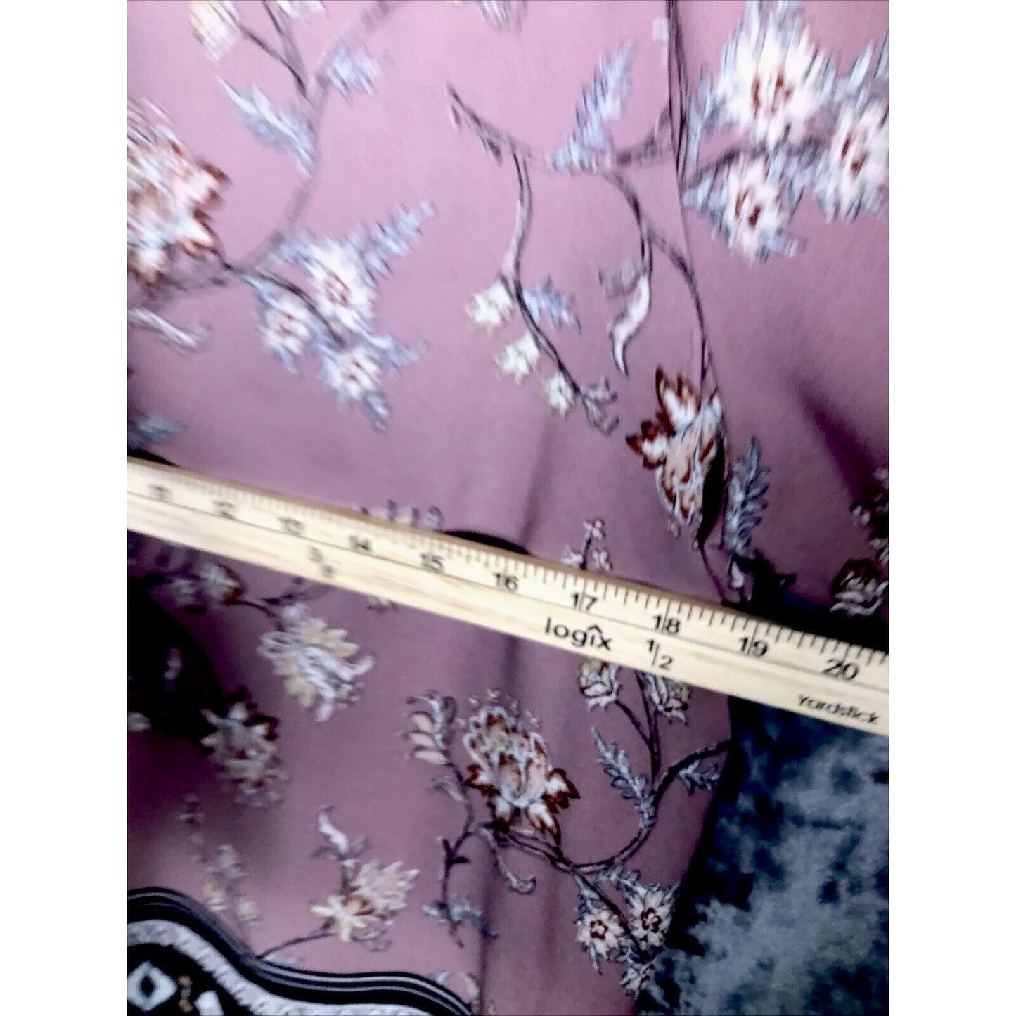 Charmed by Eve Blouse Women L Pink Black Floral 3/4 Puff Sleeve V-Neck Pullover