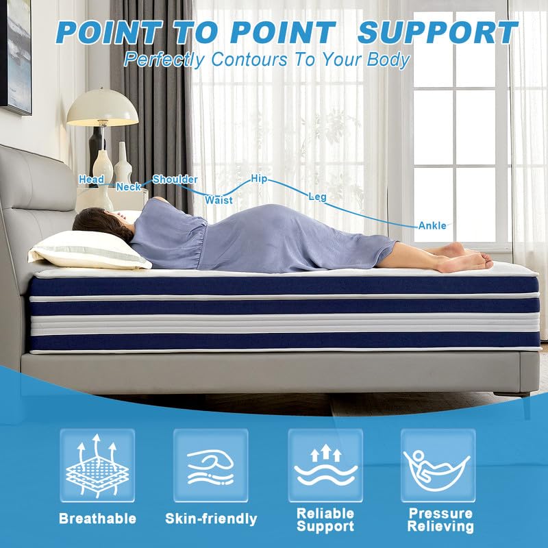 Hycean Full Size Mattress, 12 Inch Hybrid Memory Foam Full Mattress in a Box, Motion Isolation, Medium Firm, CertiPUR-US