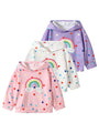 JOLYSHILD Girl's 3 Piece Hoodies Outfits Rainbow Colorful Dots Hoodie Sweatshirt Set Multicolor 7-8Y