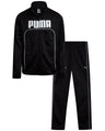 PUMA Boys Pants Set - 2 Piece Tricot Athletic Zip Up Jacket Sweatshirt and Active Jogger Pants - Boys Activewear Set (8-16), Size 10-12, Black/White Logo