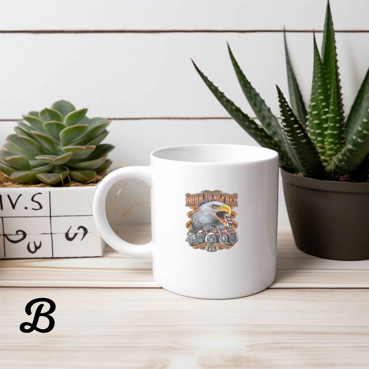 Customized Ceramic Mug, Motorcycle Design Coffee Cup, Gift for Motorcycle Lovers, Freedom Eagle Art, Personalized Drinkware