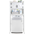 Stephan Roberts Washer or Over The Toilet Storage Cabinet w/Height Adjustable Shelf Laundry Room/Bathroom Organizer, 2-Door Freestanding Rack Space Saver, White