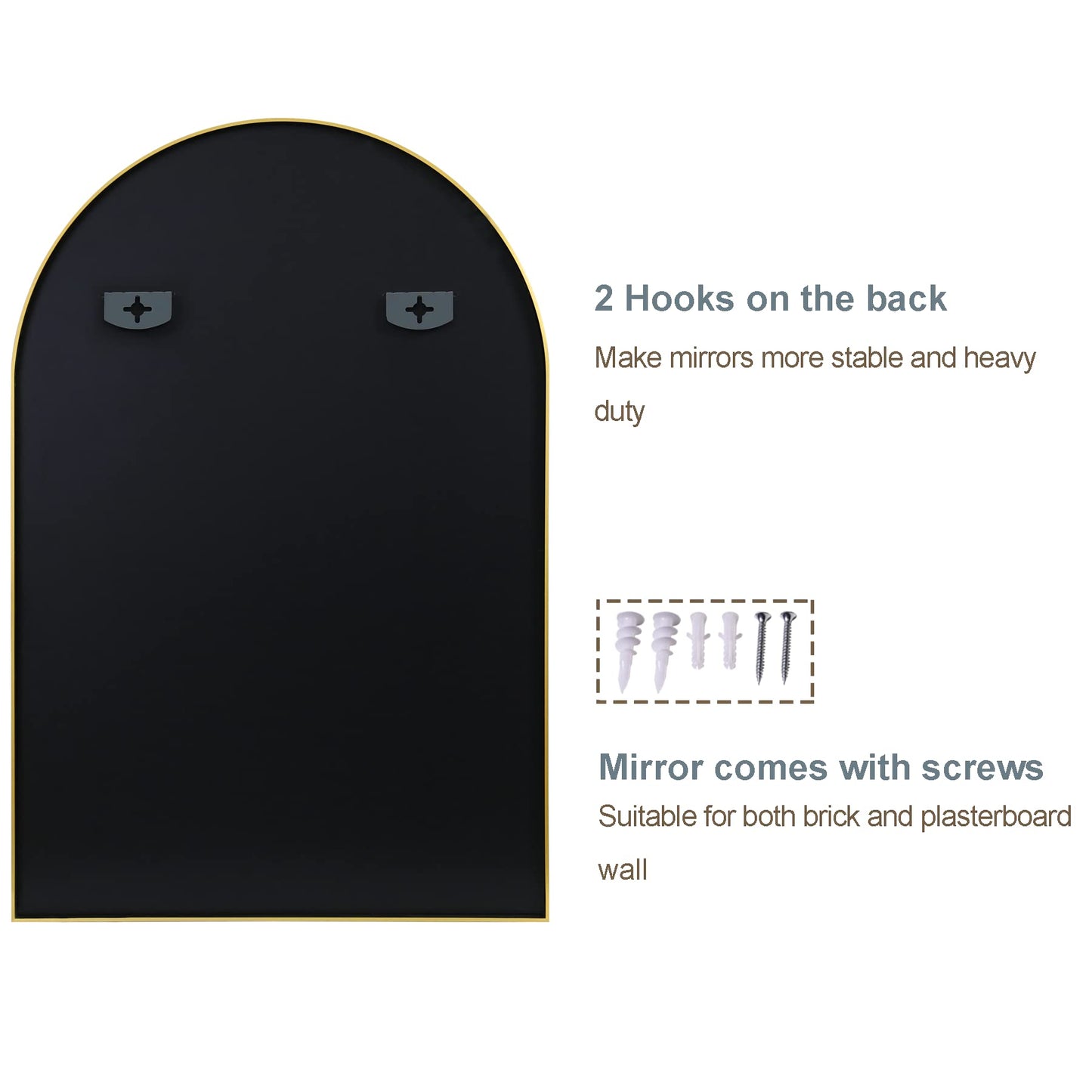 Arched Wall Mirror for Bathroom,Mirrors for Wall,24''x36'',Vanity Mirror for Bedroom Dresser, Entryway, Living Room, Metal Frame (36''x24'',Black)