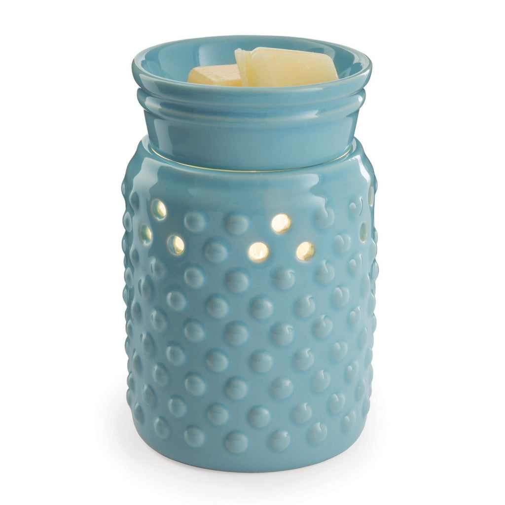 CANDLE WARMERS ETC. Midsized Illumination Fragrance Warmer- Light-Up Warmer for Warming Scented Candle Wax Melts and Tarts or Fragrance Oils to Freshen Smaller Rooms, Blue Hobnail