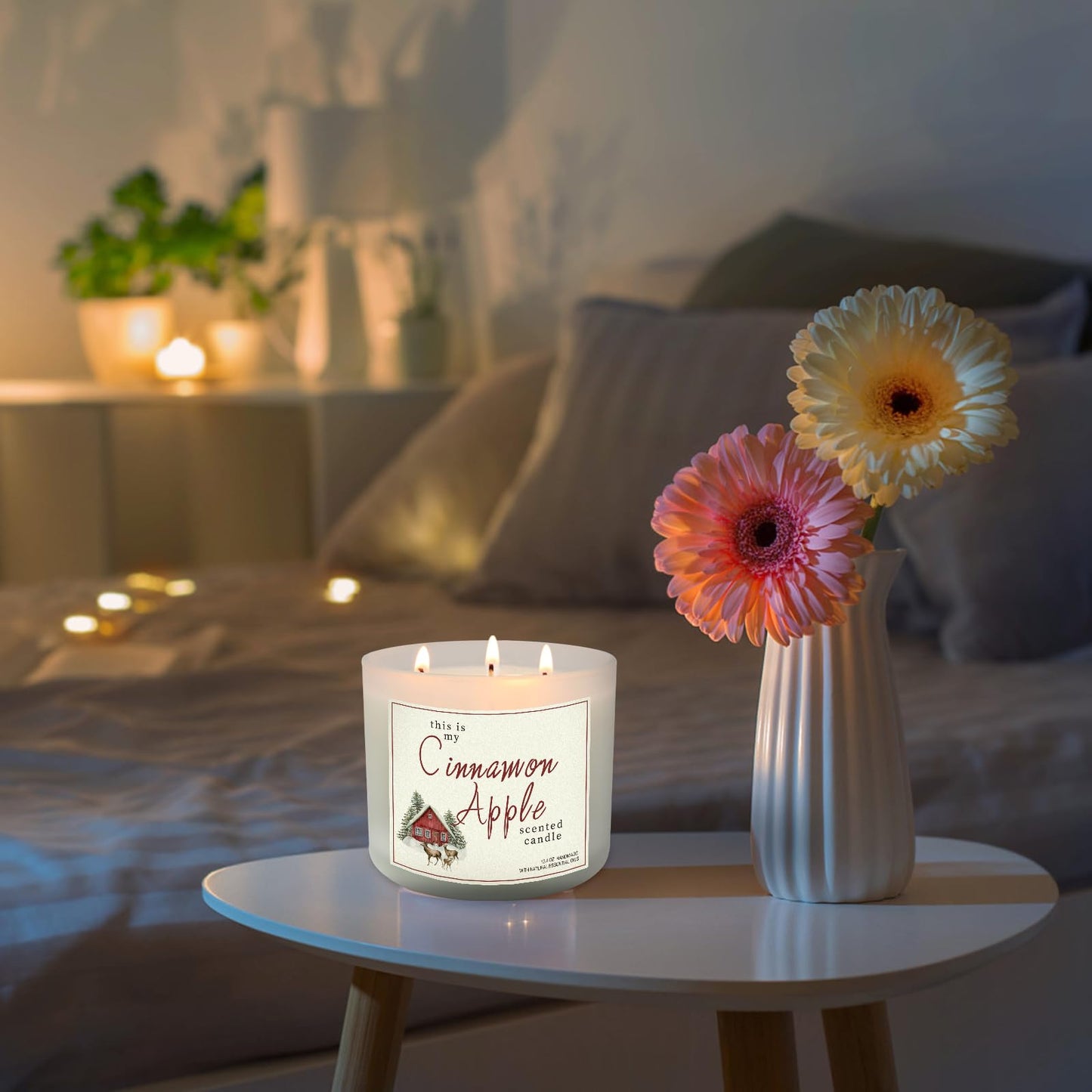 Candles for Home Scented, 3 Pack 3 Wick Large Jar Soy Candle, Bath and Body Works Candles，40.2 oz 300 Hour Long Lasting Candles,Lavender & Sage & Apple Cinnamon Aromatherapy Candle Gift Set