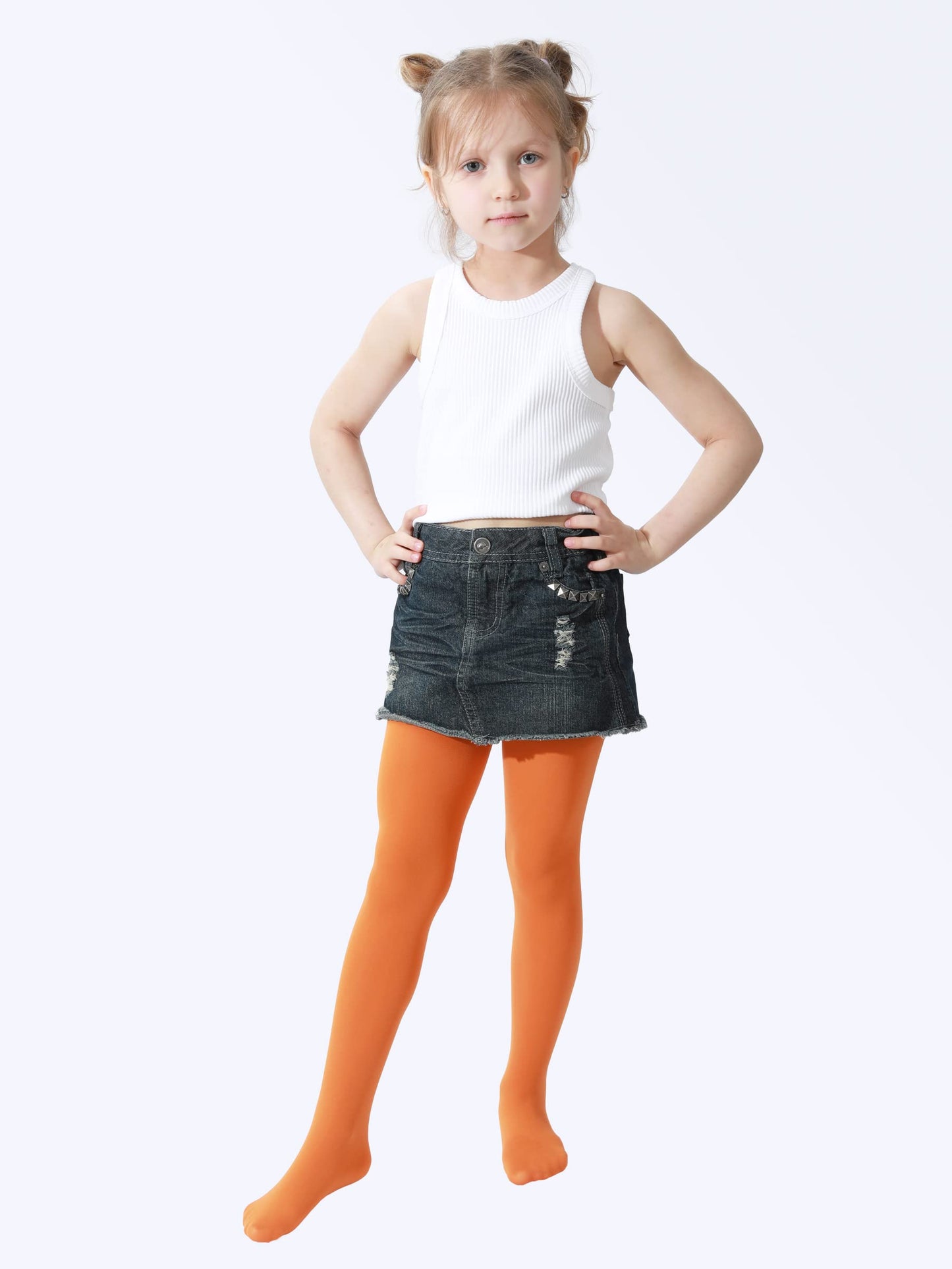 EVERSWE 3 Pairs Pack Girls Microfiber Tights Multiple Colors (Clover Green/Orange/Grey, 2-4)