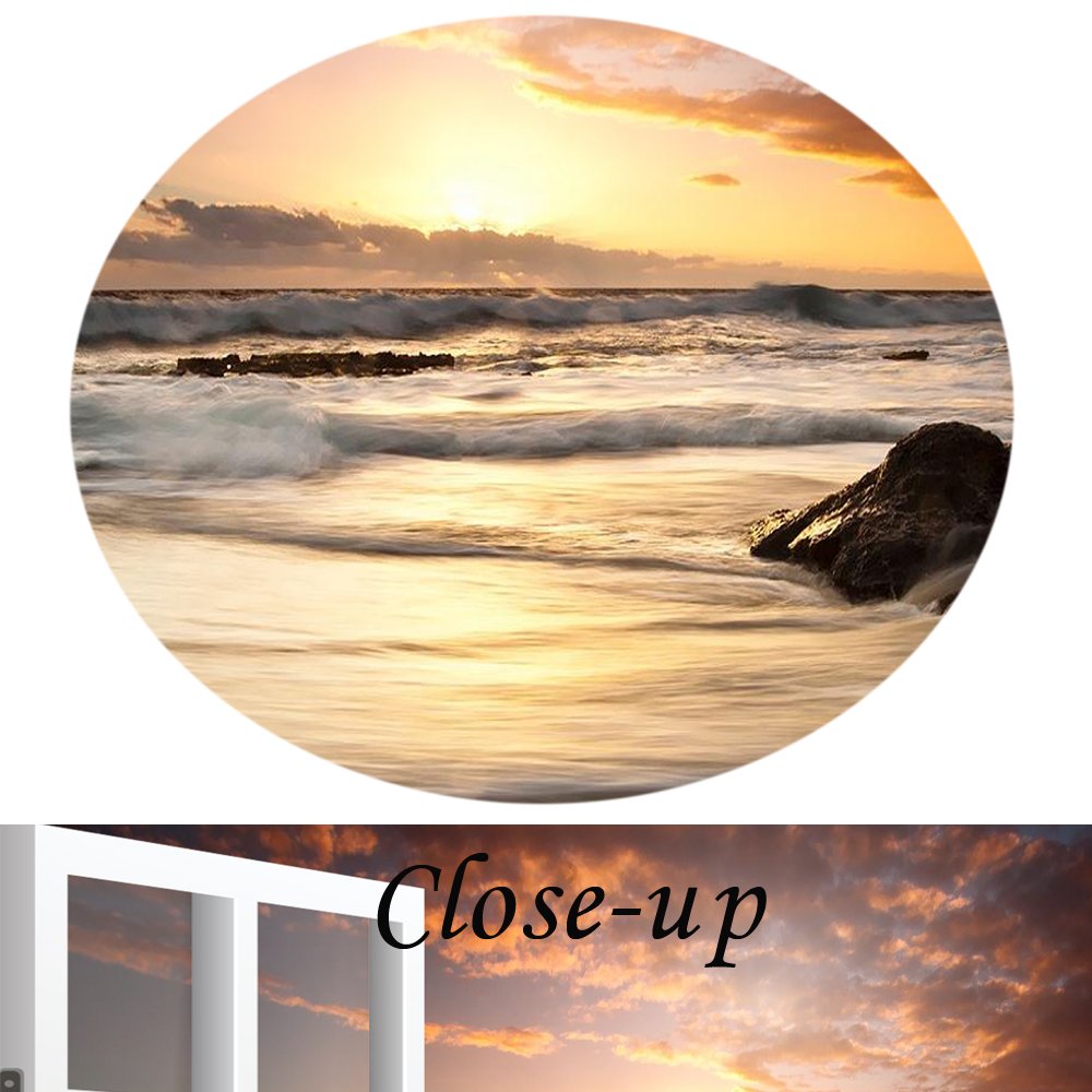 KREATIVE ARTS - Canvas Print Wall Art Window Frame Style Landscape Picture Wall Decor Stretched Giclee Print Gallery Wrap Modern for Home Decoration Ready to Hang (24''x36'', 10.Sunrise on the Sea)
