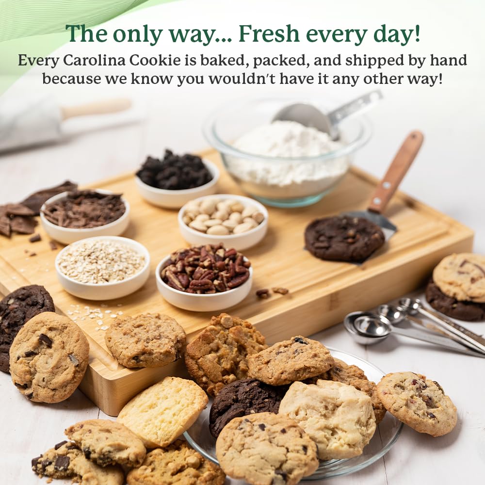 Fresh Baked Gourmet Cookie Gift Tin by Carolina Cookie Company, Delicious Cookie Gifts, Handmade, Shipped & Delivered, Assorted Cookies for Christmas, Birthdays, Gift-Giving, Corporate Gift, Fresh Cookie Delivery: 12 Count