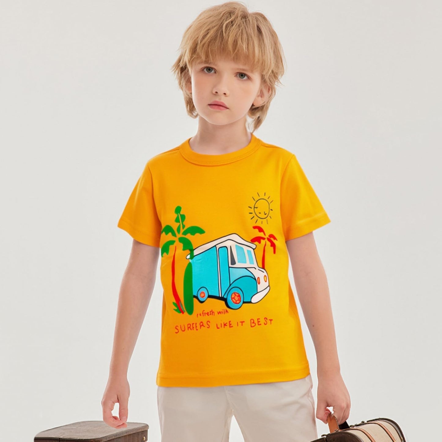 Toddler Boys Shirts Short-Sleeve Little Kids t Shirts Boys' Tops, Tees & Shirts Graphic TEE Age for 2-7 Years 4-Pack