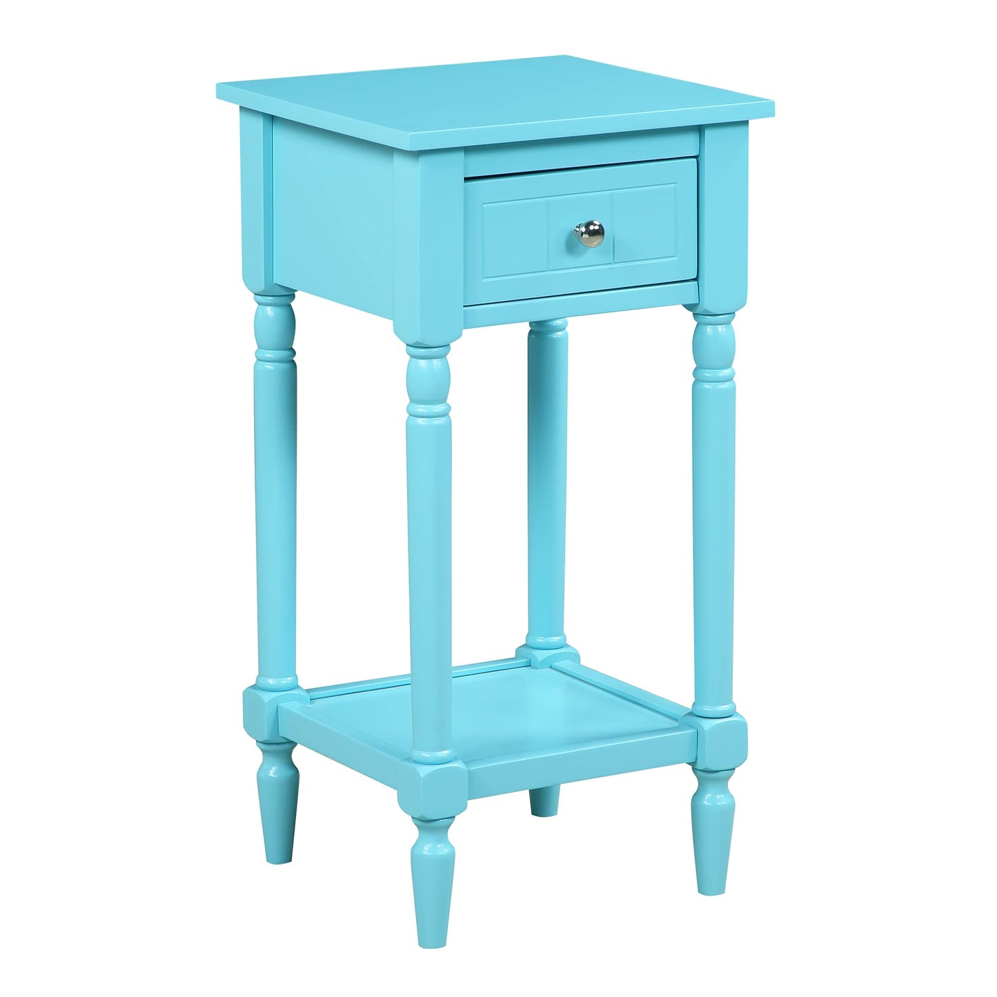 Convenience Concepts French Country Khloe 1 Drawer Accent Table with Shelf, Sky Blue