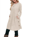 OFEEFAN Fall Dresses for Women 2025 Tunic Sweater Trendy Long Sleeve Shirts Winter Clothing Fashion Teacher Shirts Dressy Casual Side Buttons Side White L