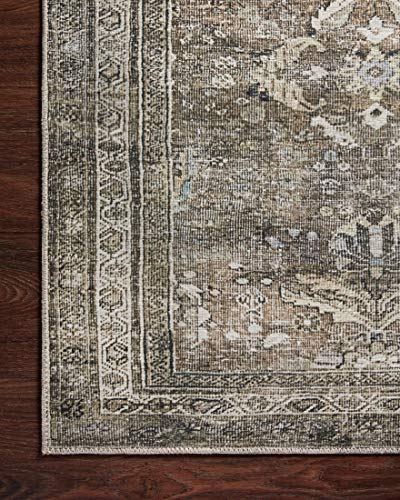 Loloi LAYLA Collection, LAY-13, Antique / Moss, 7'-6" x 9'-6", .13" Thick, Area Rug, Soft, Durable, Vintage Inspired, Distressed, Low Pile, Non-Shedding, Easy Clean, Printed, Living Room Rug