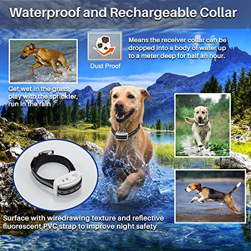 Blingbling Petsfun Electric Wireless Dog Fence System, Pet Containment System with Waterproof and Rechargeable Training Collar Receiver for 1 Dogs Pets Container Boundary (White)